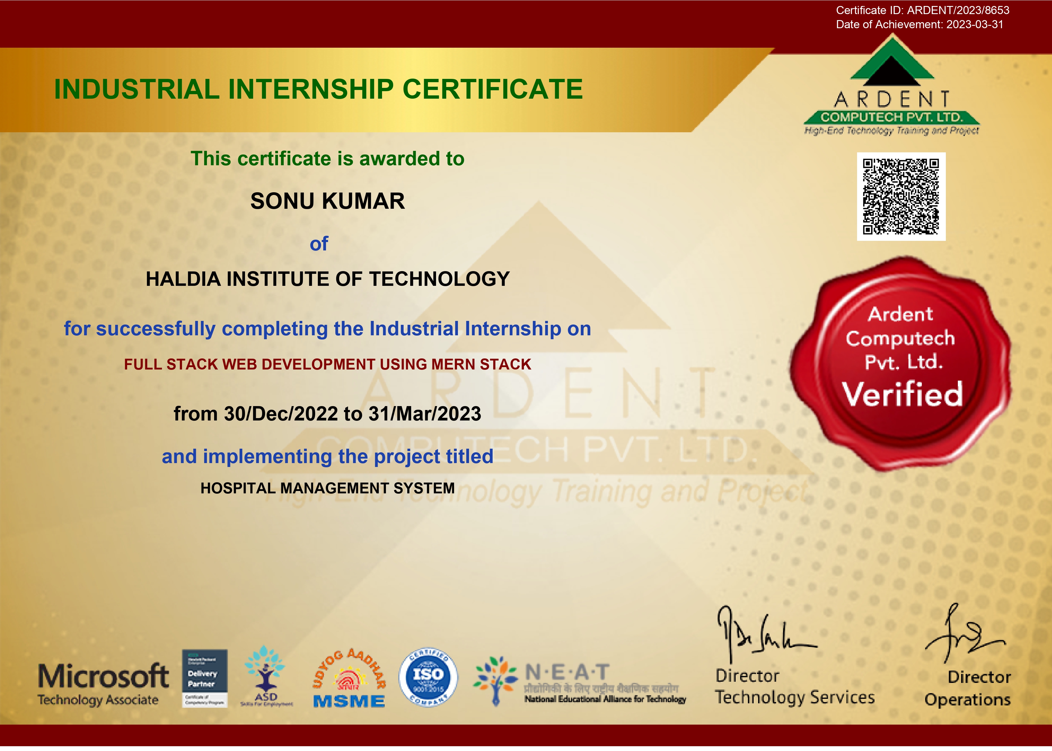 Web Development Certificates..
